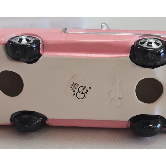 Department 56 Snow Village Christmas Cadillac Handpainted Ceramic Pink Car Decor - Picture 7 of 8